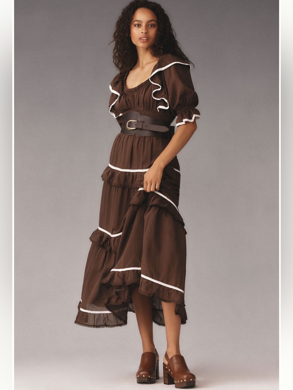 Anthropologie Puff Sleeve Tiered Maxi Dress NWT XL - Picture 2 of 5